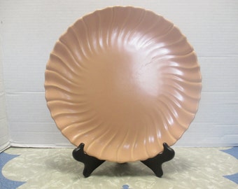 Franciscan China - Coronado Shape - Coral Beige Matte Round Platter Chop Plate - USA - 1940s - Shipping Included