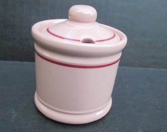 McNicol China of West Virginia - Rosite Mustard with Lid - Pink Beige with Red Stripe - Restaurant Ware - Shipping Included