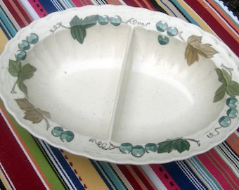 Metlox Vernonware - Vineyard Pattern - 11 Inch Divided Vegetable Serving Bowl - Shipping Included