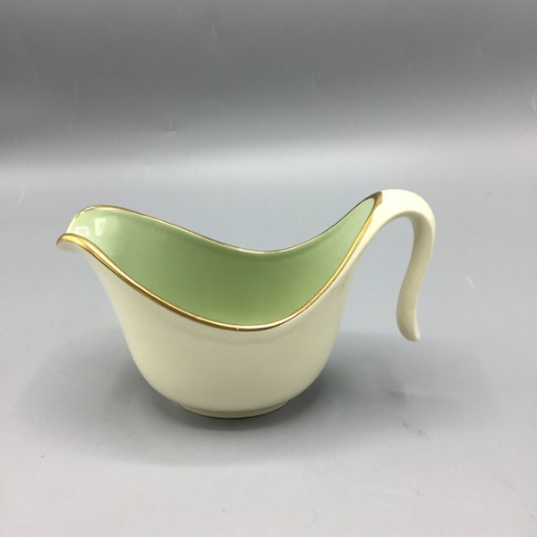 Taylor Smith Taylor Classic Shape - Celadon Green and White with Gold Trim - Creamer - 1950s - Shipping Included