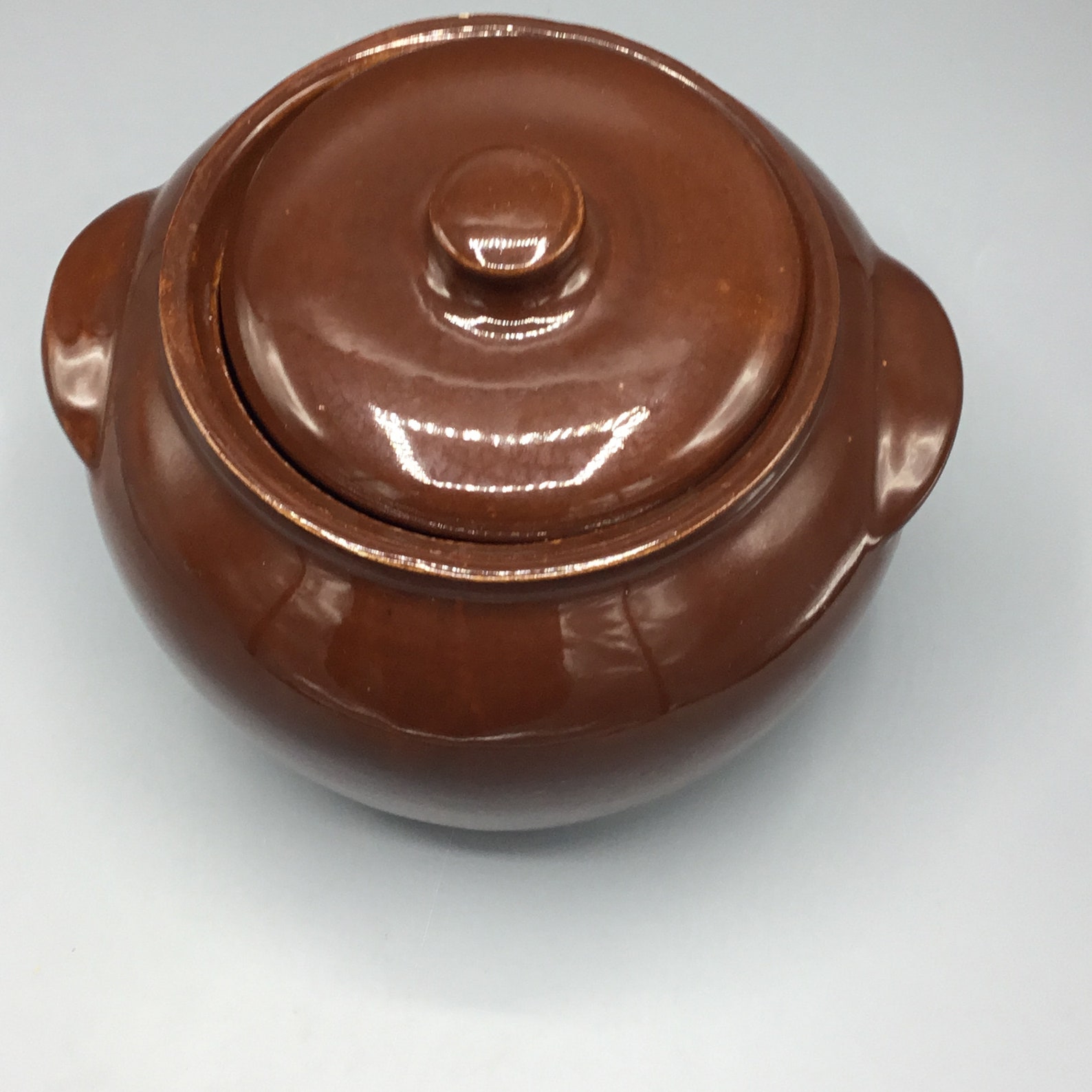 Watt Pottery Oven Ware 76 Brown Large Handled Bean Pot With Etsy