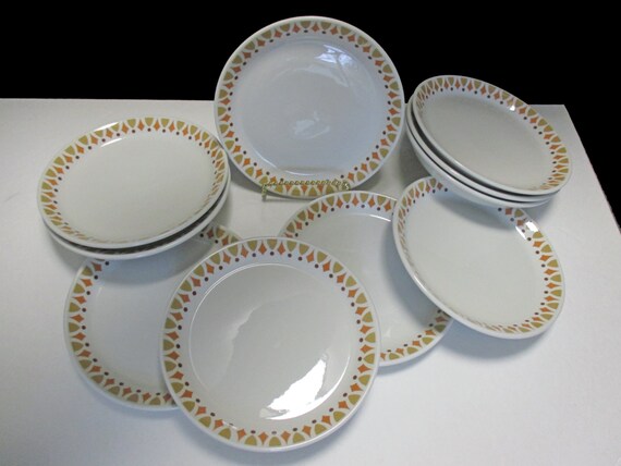 Shipping Included 1960s 2 Sets Available Shenango China F\u00f6RM Restaurant Ware Diner SHO 51 Pattern Set of 4 salad plates