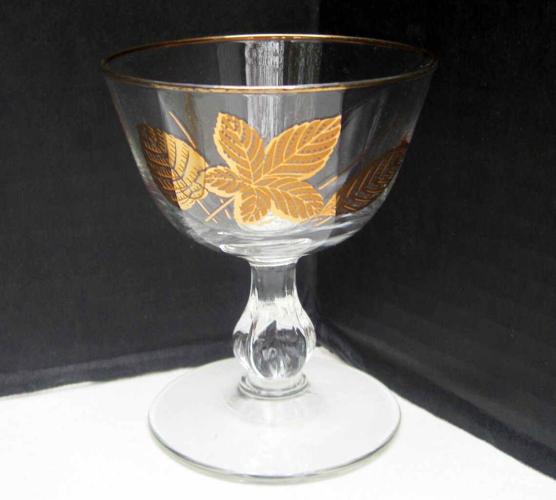 Vintage Libbey Glass Gold Leaves Glasses Wine Glasses With Etsy