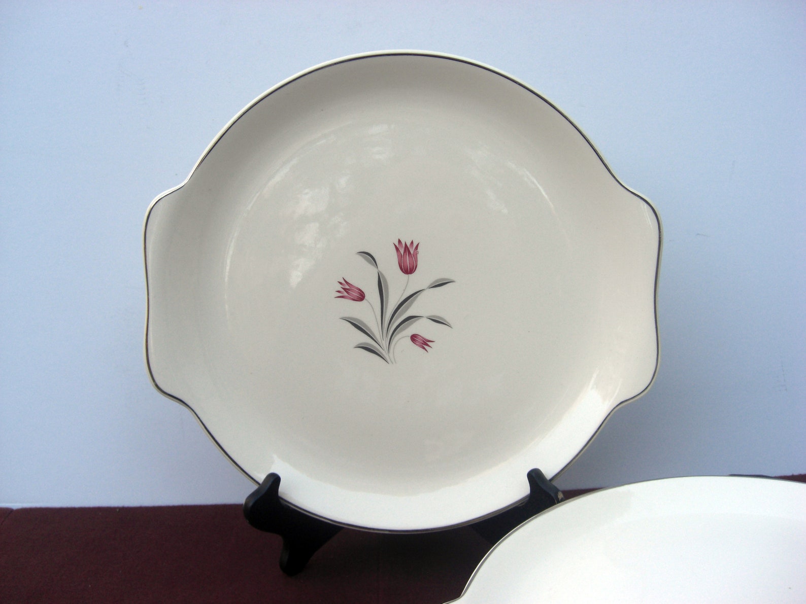 Salem China USA Tulip Time Pattern Pink Gray Floral Etsy