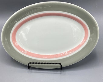 Shenango China USA Restaurant Coral Grey Pattern-1950s-RimRol WelRoc - Medium Platter - Shipping Included