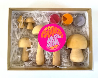 DIY Painted Mushroom Kit, Mushroom Craft Kit, Mushroom Gift