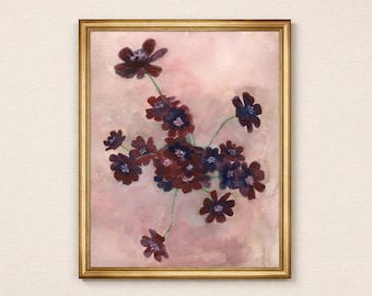 Printbare muurdecoratie 'Chocolate Cosmos' 2 | Botanisch aquarel schilderij | Direct te downloaden in de formaten 16x20, 11x14 en 8x10 inch