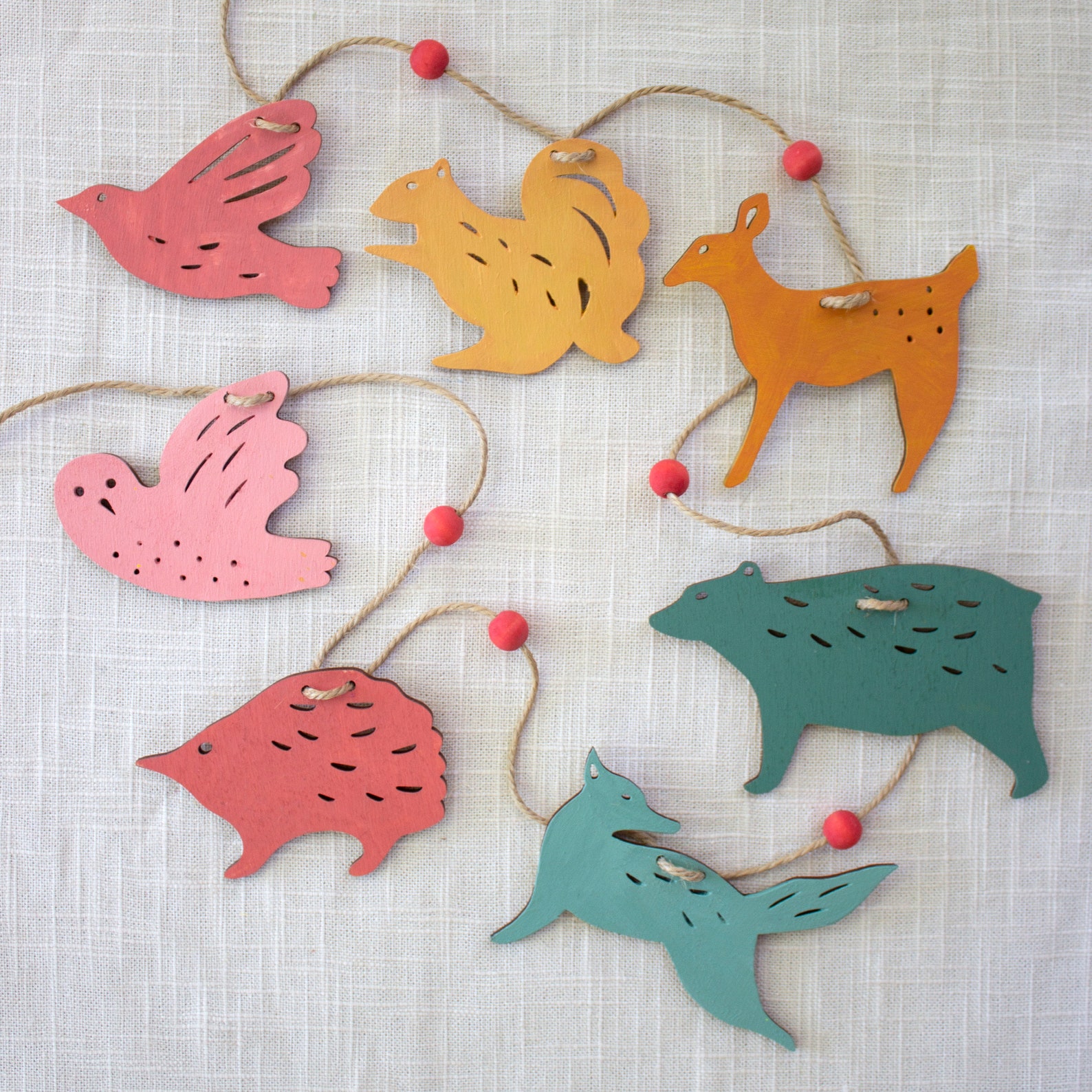 Woodland Animal Garland Painted Wood Etsy