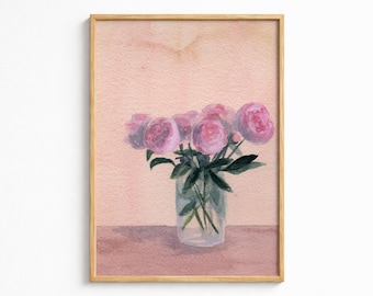 Garden Study No. 5 | Original 5x7 Watercolor Painting | Small Botanical Painting | Peonies