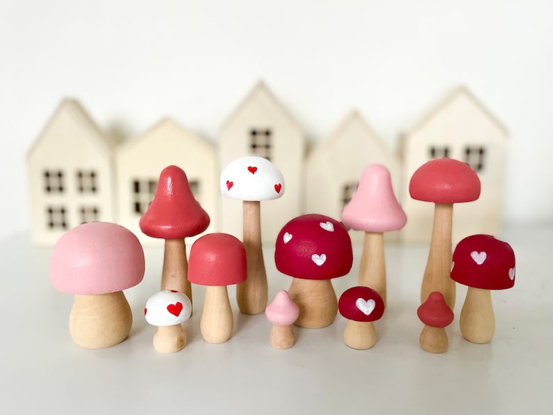 Valentines Day Mushrooms 12, Valentines Day Decor, Valentines Decor image 1