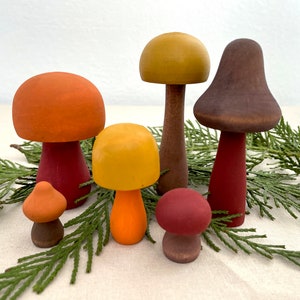 Wood Mushrooms (6), Fall Decor, Mushroom Decor