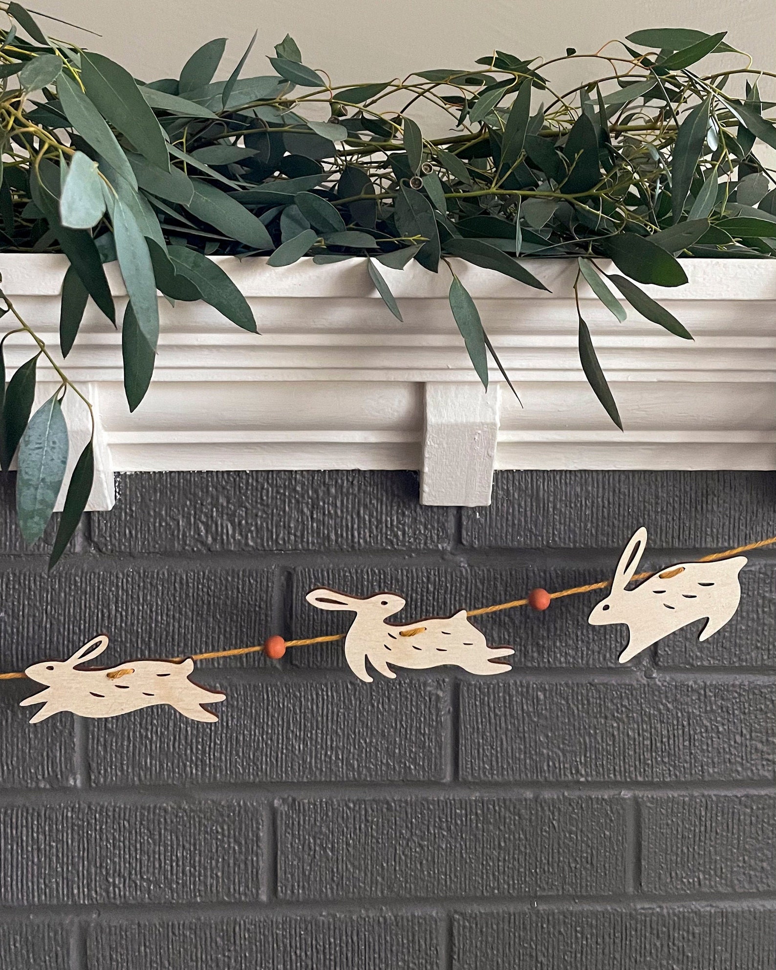 Wood Easter Bunny Garland Woodland Nursery Decor Etsy