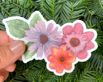 Watercolor Wildflower Sticker, Hand-Painted Floral Decal