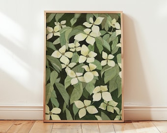 Dogwood Watercolor Painting, Floral Art Print
