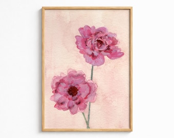 Garden Study No. 1 | Original 5x7 Watercolor Painting | Small Botanical Painting | Ranunculus