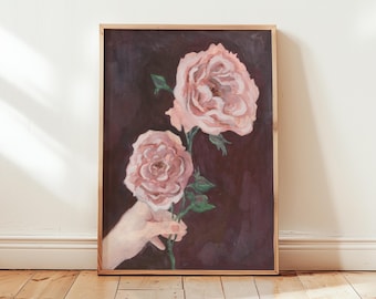 Rose Watercolor Print | Moody Floral Fine Art