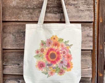 Watercolor Flower Tote Bag