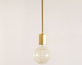 Brass Hanging Light, Vintage Modern Industrial Pendant Light - Globe
