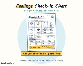 Gefühls-Checkliste für Kinder von 6-12 Jahren, Wetteremotionen, Energiemesser (PDF-Download)