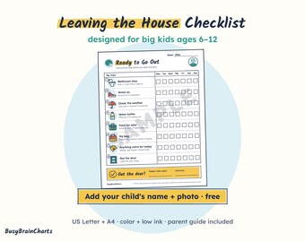 Checkliste für Kinder von 6-12 Jahren zum Verlassen des Hauses, visueller Zeitplan für Kinder mit ADHS (PDF-Download)
