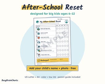 Ablaufplan für die Zeit nach der Schule für Kinder von 6-12 Jahren, Checkliste zur Entspannung bei ADHS (PDF)