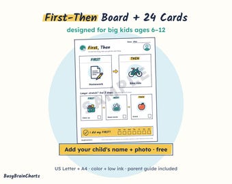 Erst-Dann-Tafel für Kinder von 6-12 Jahren, visueller Zeitplan bei ADHS, 24 Bildkarten (PDF)