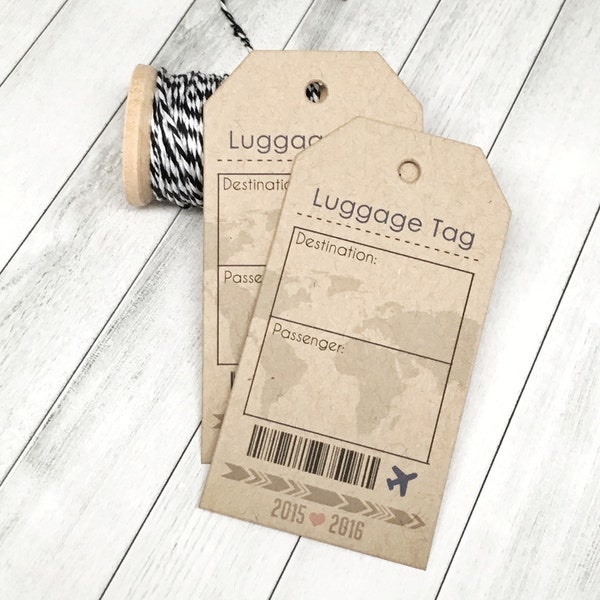 Luggage Tag Boarding Pass Travel Printable Place Card Favor - Digital Wedding Tag Hole Punched Table Name Cards - Instant Download