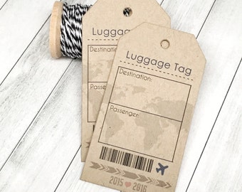 Luggage Tag Boarding Pass Travel Printable Place Card Favor - Digital Wedding Tag Hole Punched Table Name Cards - Instant Download
