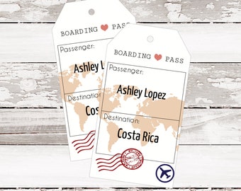 Boarding Pass Ticket Luggage Tag Travel Wedding Theme Place Cards - Printable Destination Wedding Escort Cards - Seating Cards