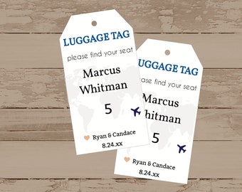 Luggage Tag Passport Boarding Pass Ticket Travel Wedding Theme Place Cards - Printable Destination Wedding Escort Cards - Seating Cards