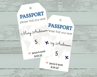 Passport Boarding Pass Ticket Luggage Tag Travel Wedding Theme Place Cards - Printable Destination Wedding Escort Cards - Seating Cards