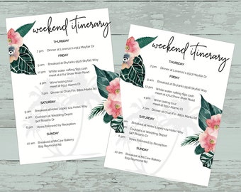 Palm Beach Tropical Destination Wedding Itinerary Welcome Details Thank You Card Favor Tag