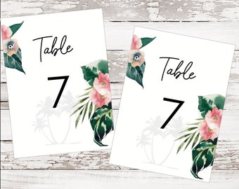 Palm Beach Tropical Destination Wedding Table Numbers Thank You Card Favor Tag