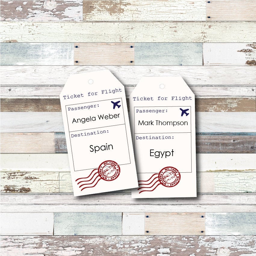 Boarding Pass Ticket Luggage Tag Travel Wedding Theme Place Cards