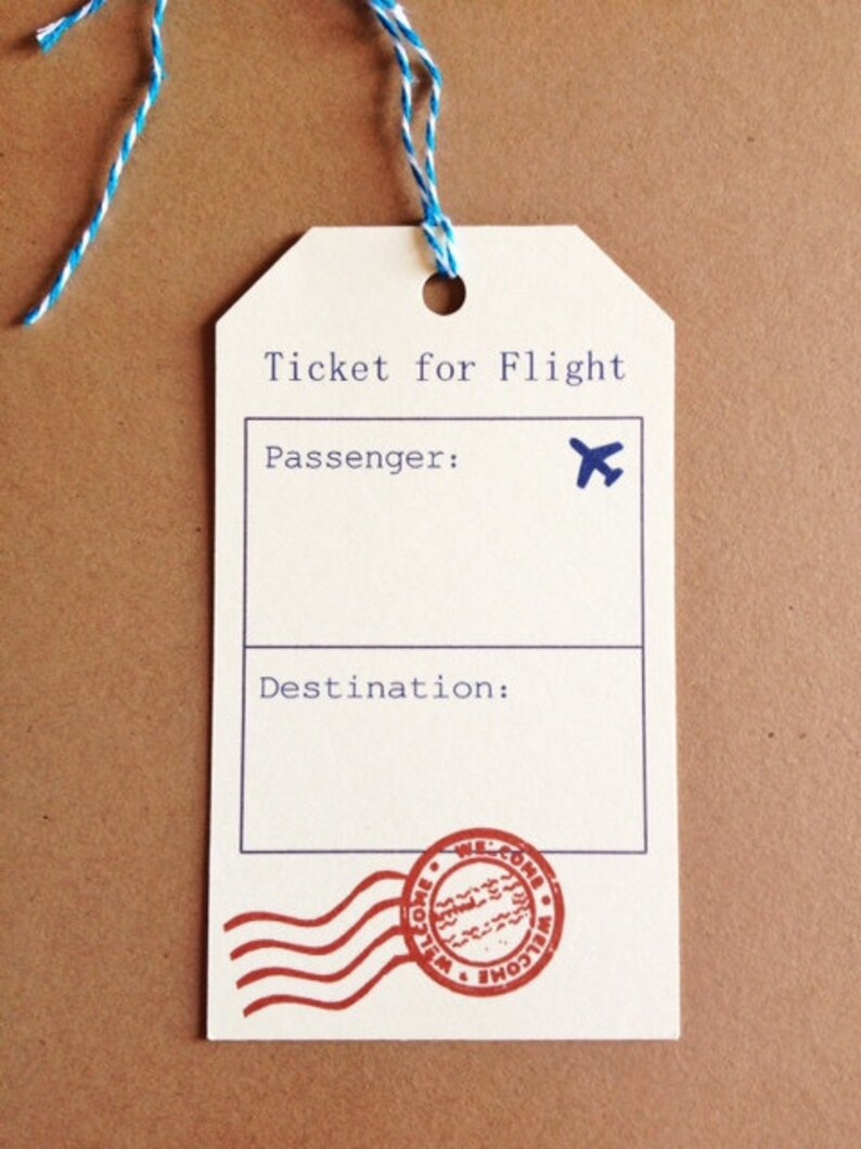 Boarding Pass Ticket Luggage Tag Travel Wedding Theme Place Etsy