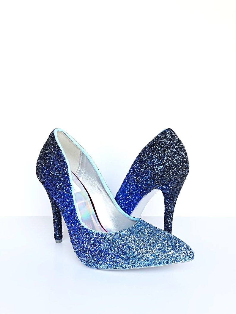 Glitter High Heels Ombre Pointed Toe Pumps Something Blue Shoes Royal Blue Aqua Turquoise Heels Sparkly Wedding Shoes Glitter High Heels Ombre Pointed Toe Pumps Something Blue Shoes Royal Blue Aqua Turquoise Heels Sparkly Wedding Shoes