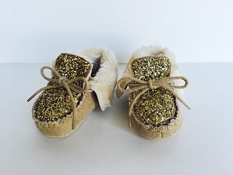 gold glitter infant shoes
