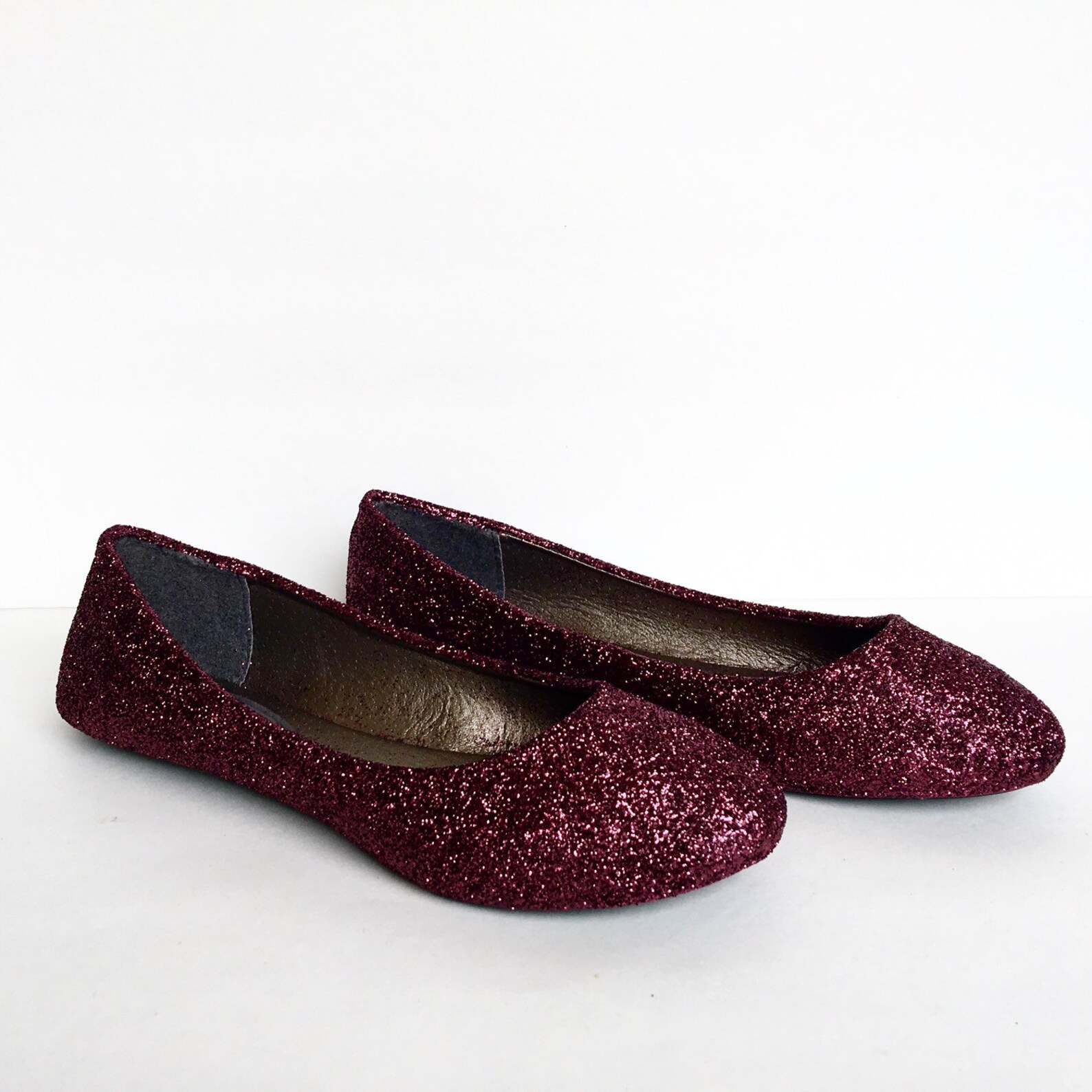 burgundy flats - dark red glitter shoes - maroon ballet flats - sparkly wedding shoes - red prom shoes - glitzy flats - wine red