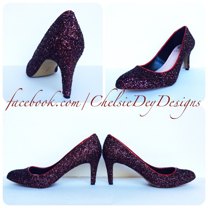 glitter burgundy heels