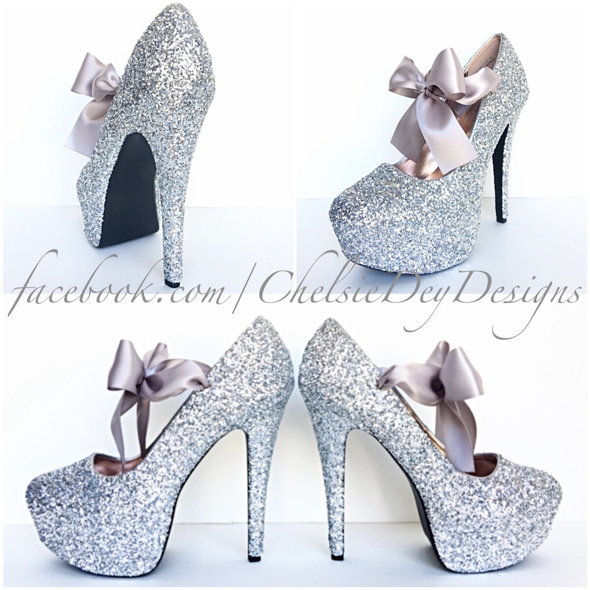 Silver Glitter High Heels Grey Gray Pumps Prom Heels | Etsy