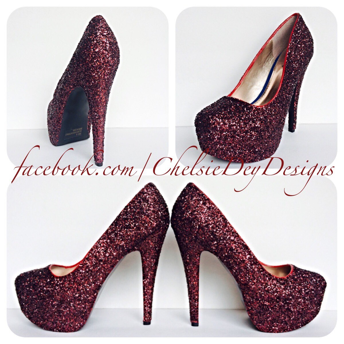 Burgundy High Heels Dark Red Glitter Heels Maroon Shoes Etsy