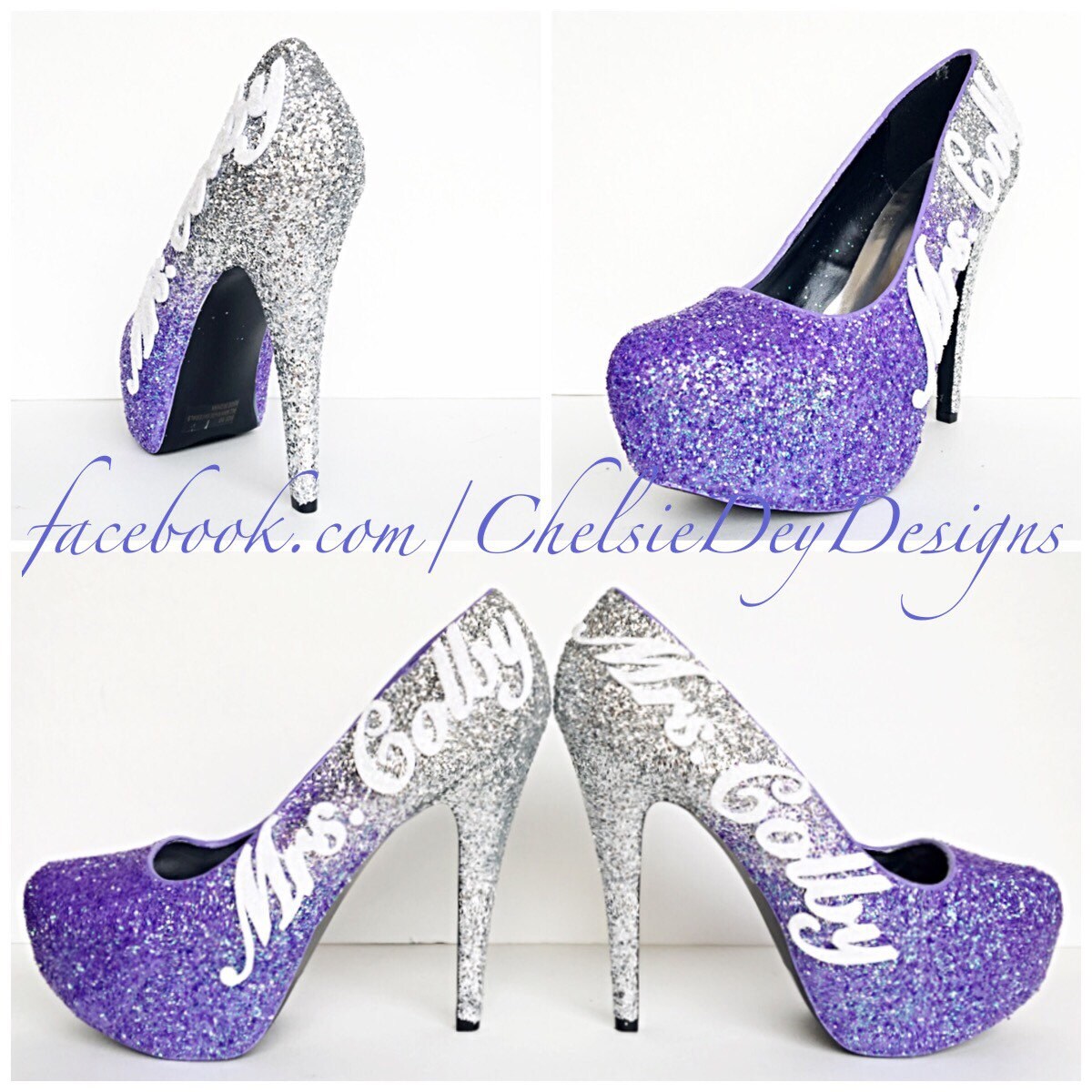 Purple Glitter High Heels Lilac Lavender Silver Ombre Pumps Etsy