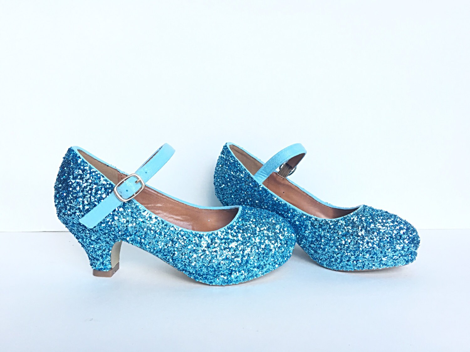 Toddler Glitter Shoes Blue Kids Girls Heel Light Ice Blue Etsy