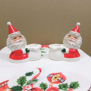 Vintage Pair of Santa Claus Candle Holders Brinn&#39;s Japan TX-123 Christmas