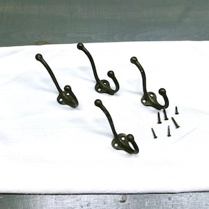 Vintage Antique Metal Double Hooks Set of 4 1920s with Some Screws Coat Hook Hat Hook