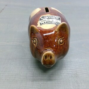 Vintage Brown Drip-Glazed Pottery Piggy Bank 23A Chester, WV