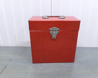 Vintage 45 RPM Record Case Red Metal