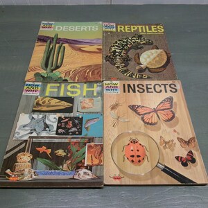 Vintage 4 Children&#39;s How and Why Wonder Books Deserts Reptiles Fish Insects
