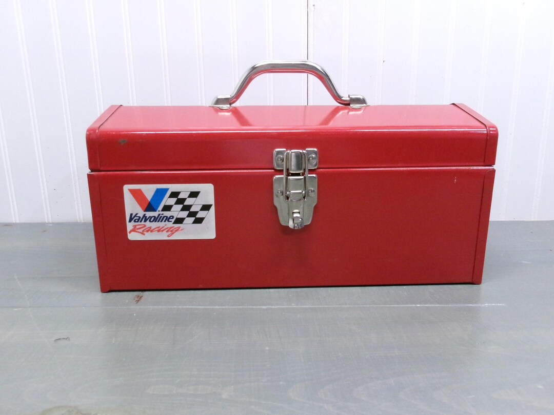 Vintage Red Valvoline Racing Metal Tool Box With Tray - Etsy