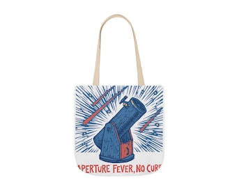 Bolso de mano "Aperture Fever", regalo divertido de astronomía para astrónomos aficionados, juego de palabras sobre la observación de estrellas, diseño de linograbado de telescopio Dobsoniano.